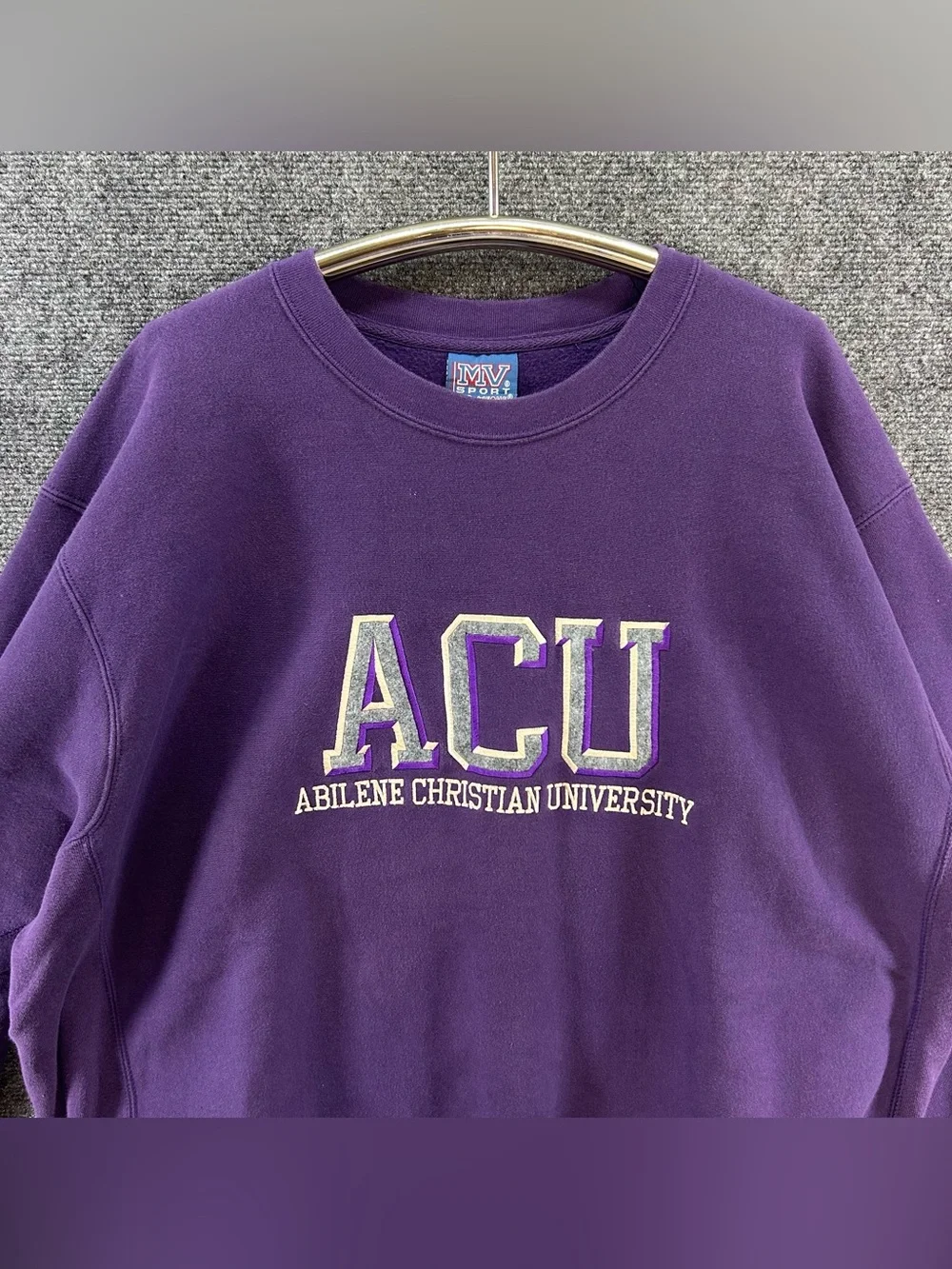 Vtg ACU Abilene Christian Univ Purple Crewneck Sweatshirt XL Pro Weave MV Sport